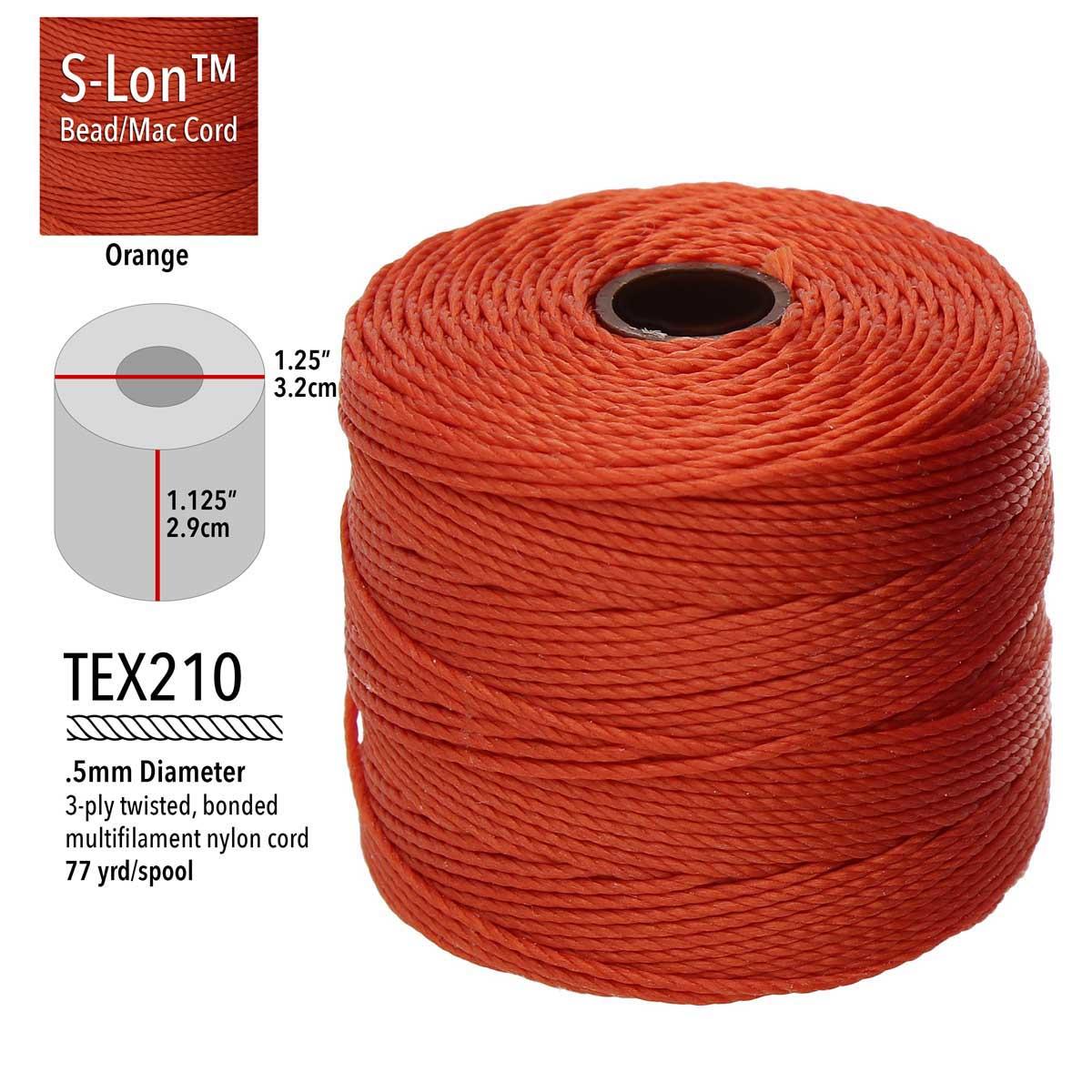 s-lon bead cord 210 77yd 72/bx orange -BeadSmith.com s-lon bead cord 210 77yd 72/bx orange -BeadSmith.com